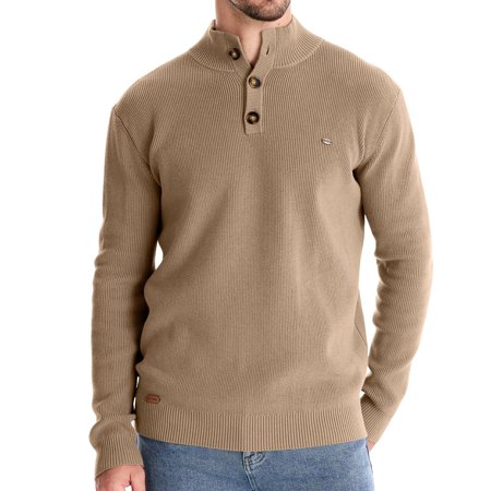 

Men S Winter Solid Color Stand Collar Button Slim Fit Long Sleeve Casual Sweater Top 2024 Autumn/Winter New Men S Top