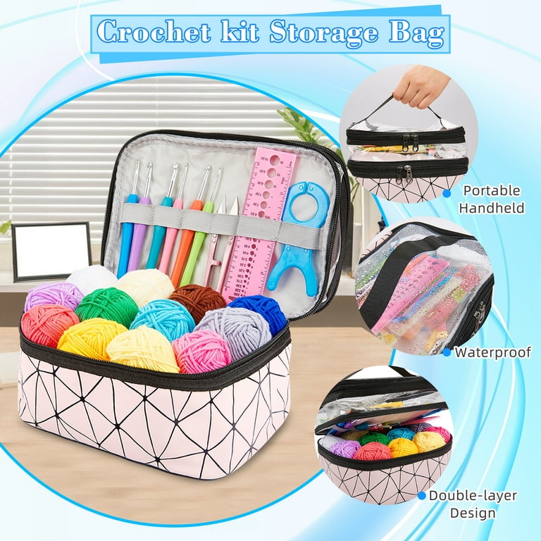 Crislove Crochet Kit for Beginners, 105pcs Crochet Starter Kit with 18 Colors Crochet Yarn, Double-Layer Crochet Set Beginner Crochet Kit for Kids/