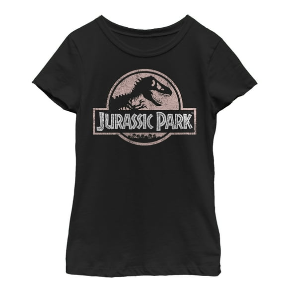 Girl's Jurassic Park Dusty Logo Graphic Tee Black Small