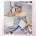 thumbnail image 6 of Women Adjustable Bath Towel Wrap,Soft Body Wraps Dress with Hair Towel for Shower,Super Absorbent and Quick Drying (Grey), 6 of 6