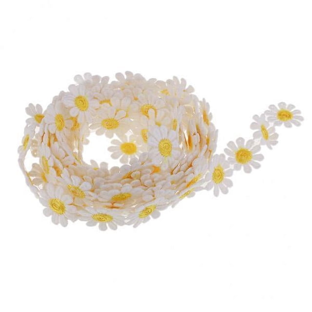 yuksok 4-12pack 3 Yards 25mm Daisy Embroidery Lace Applique Ribbon Sewing Yellow 6 Pcs