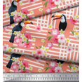 thumbnail image 2 of Soimoi Orange Polyester Crepe Fabric Floral & Toucan Bird Print Sewing Fabric BTY 42 Inch Wide, 2 of 3