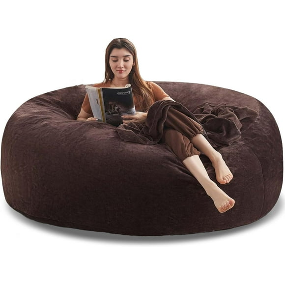 5FT Large Bean Bag Chairs Bean Bag Chair with Filler Memory Foam Bean Bag Chair Super Comfy Plush Bean Bag, Adult Living Room, Giant Bean Bag, Suitable for Bedroom, Casual Reading Chair(Brown)