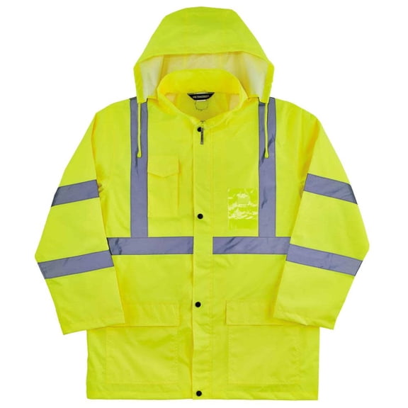 Ergodyne GloWear 8366 Lightweight High-Visibility Rain Jacket ANSI Class R3 Lime 4XL (24338)