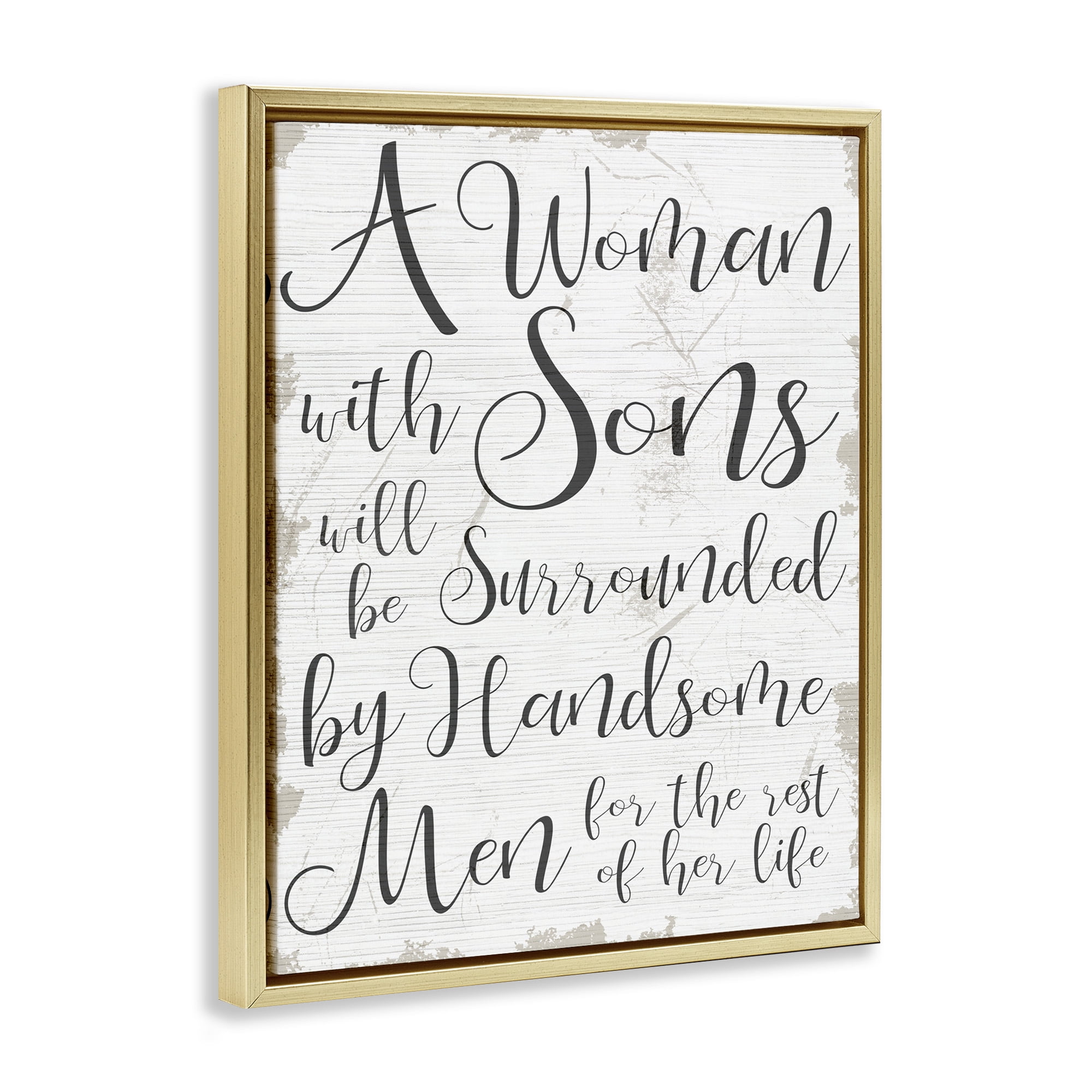 Stupell Industries Handsome Sons Family Parenting Inspirational Painting Gold Floater Framed Canvas Art Print Wall Art, 17 x 21