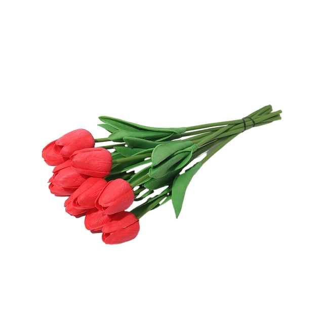 Wosthever 10 bolsas de decoración de de comedor floricultura experiencia gastronómica con ramos simulados tulipanes simulados llenos de Flores artificiales rojo