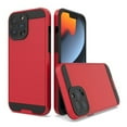 thumbnail image 2 of For T-Mobile Revvl 6 5G Slim Fit Rugged TPU + Hard PC Brushed Metal Texture Hybrid Dual Layer Armor Shockproof Phone Case Cover by Xpression - Red, 2 of 8