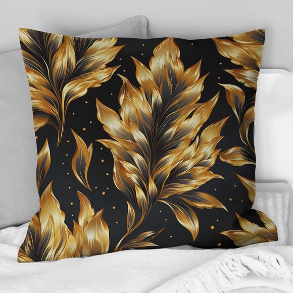 Designart "Célébration Royale Rêverie Doré II" Ikat Jeter Oreiller - Glam Oreiller pour Canapé - Insert et Oreillers Couvre pour la Décoration du Salon