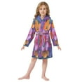 thumbnail image 6 of FORMRS Niños Bathrobe Unisex Hooded Robe Soft Plush Pajamas Sleepwear, Size 2-3T, Large Purple Flowers, 6 of 7