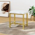 thumbnail image 2 of Small Vanity Stool, Cute Vanity Stools with Cushion, White Gold Makeup Vanity Chair for Small Spaces, Living Room, Bedroom, Bathroom, Entryway, Ottoman Foot Rest for Couch Sillas Modern, 2 of 6