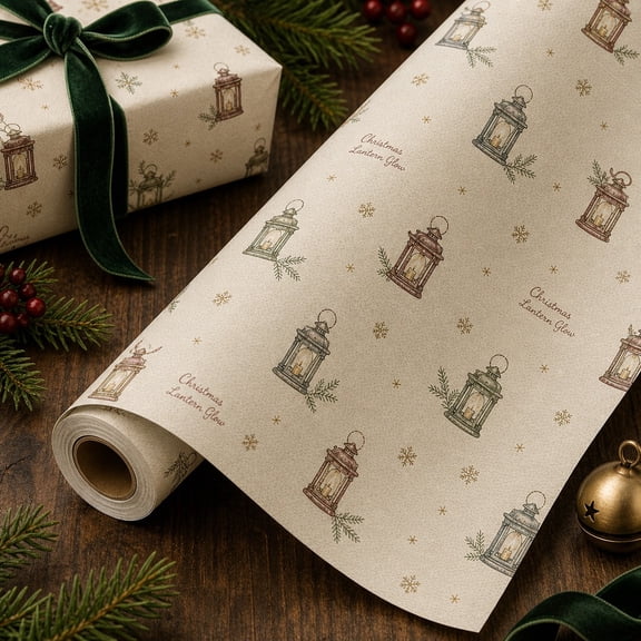 Christmas Gift Wrapping Paper Roll Lantern Christmas Paper for Holiday Gift Wrapping