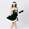 thumbnail image 6 of DHFJKG Christmas Dresses For Women Strapless Fuzzy Trim Irregular Hem Mini Dress With Hat Gloves 3PCS Santa Party Wear Cozy Outfit, 6 of 7