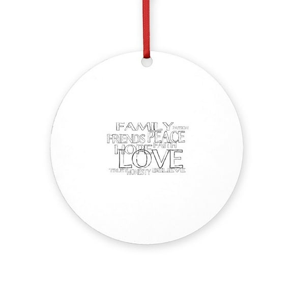 CafePress - FAITH LOVE FAMILY FRIENDS -  Round Wood Ornament 4"