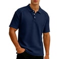 thumbnail image 2 of Breeze Polo Shirts for Men Beer Belly Texture Stretchy Quick Dry Golf Shirt Summer Casual Short Sleeve Collared Top,L,Navy, 2 of 6
