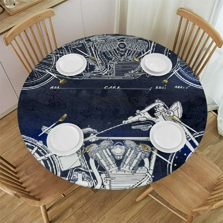 

Orinice Engine Round Table Cover Stain Resistant Washable Indoor Outdoor Tablecloth Kitchen Dining Wedding Parties 100% Polyester Fiber 42-46