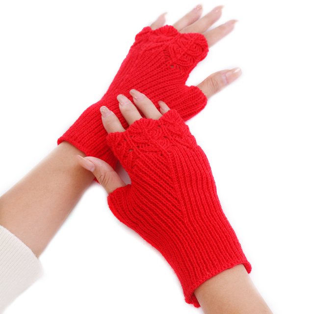 Femmes Gants Sans Doigts Tricotés Demi-Doigts Mitaines Gants d'Ordinateur