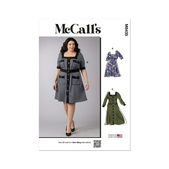McCall's Sewing Pattern 8435 - Women's Knit Dresses, Size: W3 (30W-32W-34W-36W-38W)