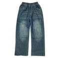 thumbnail image 4 of QUOTAY Pants for Boys Casual Loose Straight Wide Leg Jeans Denim Trousers for Children 4-15 Years 10_Dark Blue,130, 4 of 9