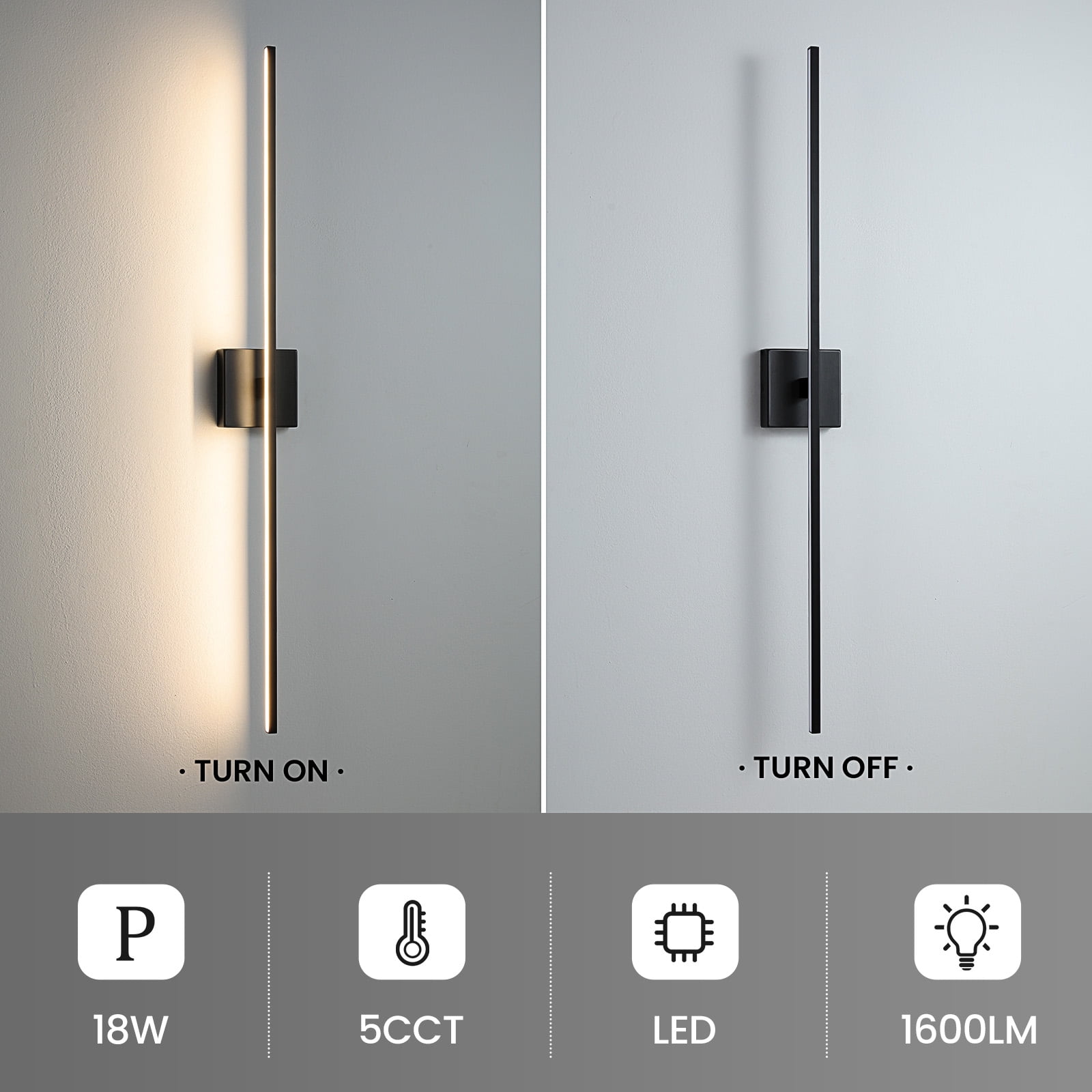 KAISITE Modern Bathroom Vanity Light 39 inch Dimmable Black Bathroom Light Fixtures for Bathroom Wall Sconce with 3500K Warm Light Bedroom