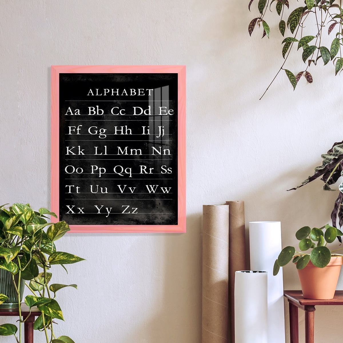 Alphabet Chart - Framed Print w/glass - Sunset Pink