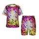 thumbnail image 1 of Balery Colorful Tie Dye Stained Glass 3 Conjunto de Pijama Infantil de Manga Corta con Estampado – Ropa de Dormir de Algodón Suave-Small, 1 of 6