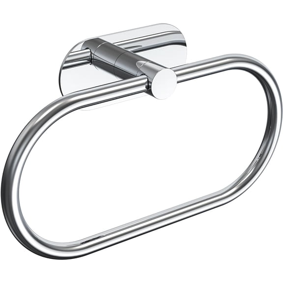Adhesive Towel Holder for Bathroom Polished Chrome No Drill Hand Towel Ring Stainless Steel and Zinc Alloy Self Adhesive Towel Hanger for Bath, Kitchen