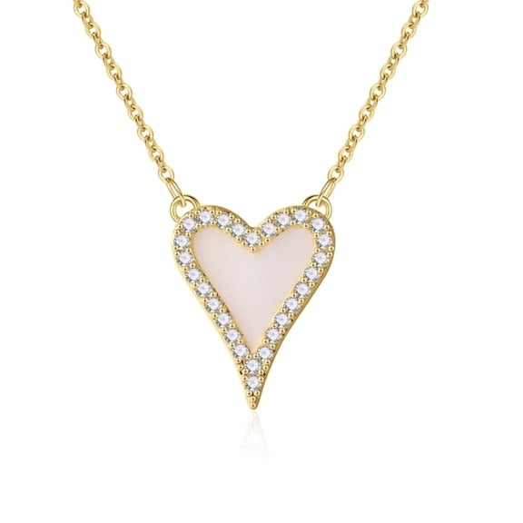 GOSFRY Necklace for Women Classic Individualized Colored Heart Zirconium Stone Paired Jewelry Gift Holidays Birthdays for Lovers Couples