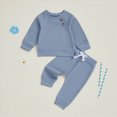 thumbnail image 2 of NOLDARES Toddler Baby Boy Clothes Fall Winter Outfits 2 Piece Set Print Sweatshirt Tops + Joggers Pants Casual Clothing(Sky Blue,6-12 M), 2 of 9