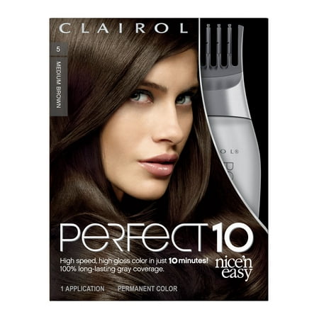 Clairol Nice 'N Easy Perfect 10 Permanent Hair Color, 5 Medium (Best Way To Temporarily Dye Hair)