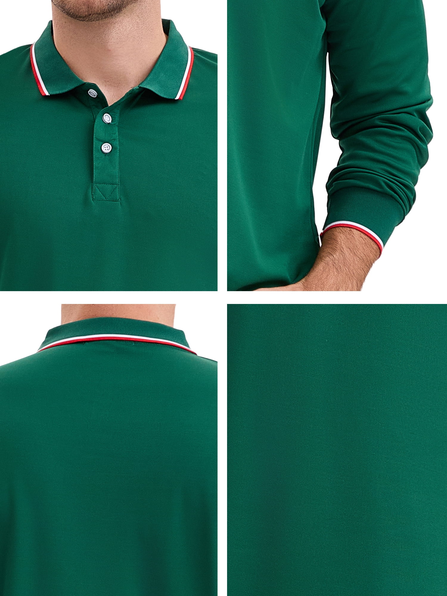 DARING DIVA Men's Classic Regular Fit Long Sleeves Business Golf Polo Shirt M Green