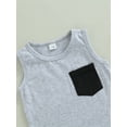 thumbnail image 4 of Infant Baby Boy Summer Outfits Contrasting Color Sleeveless Tank Tops and Stretch Casual Shorts Set, 4 of 7