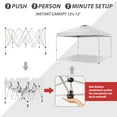 thumbnail image 4 of CROWN SHADES 12x12 Pop Up Canopy Outside Canopy Patented One Push Setup Tent Canopy Sun Shade White, 4 of 7
