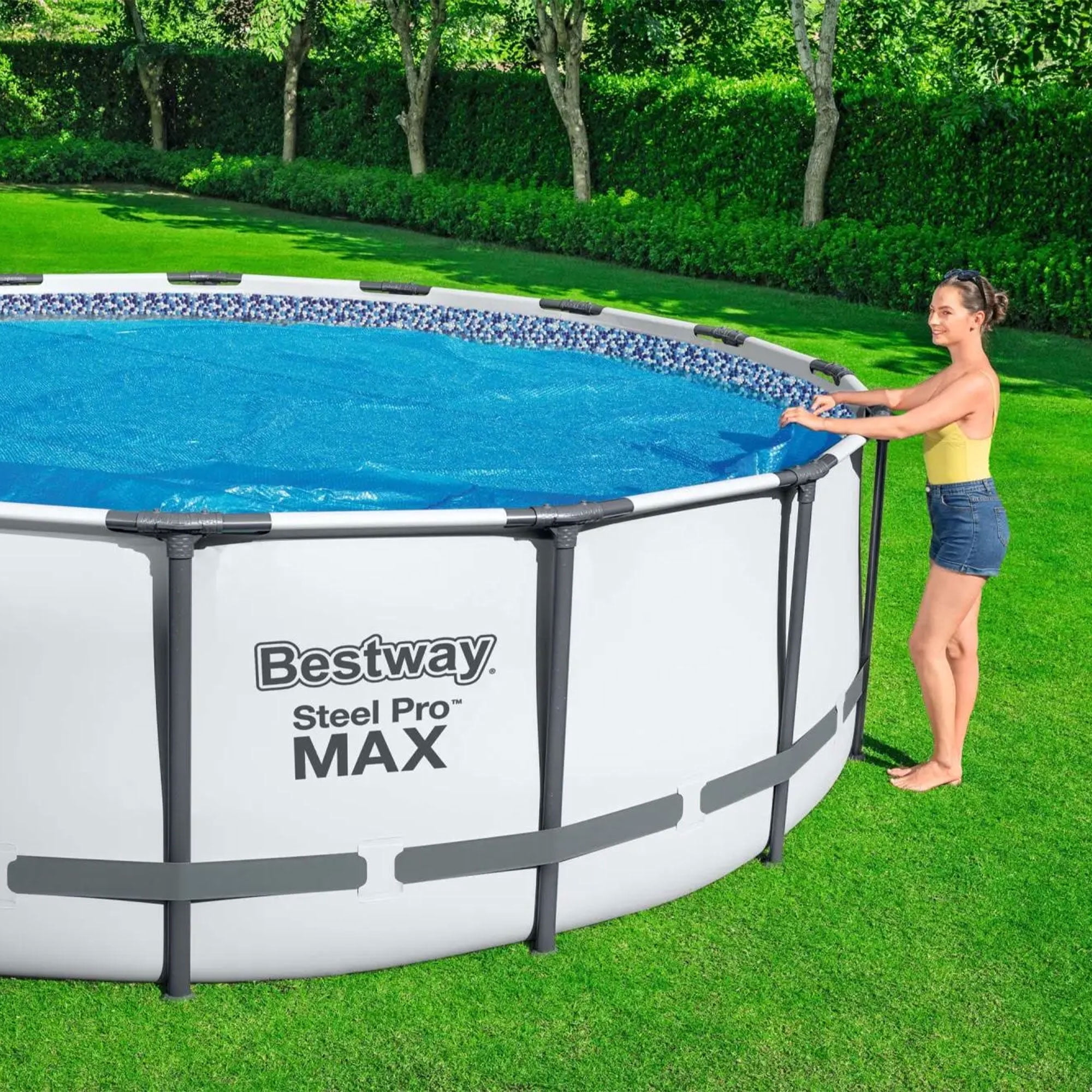 Bestway Flowclear Solar Pool Cover - for 14 ft Round Above-Ground Pools - Blue
