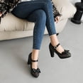 thumbnail image 4 of SACFOF Women's Sequins Glitter Mary Jane Shoes Shine Sparkly Vintage Chunky High Block Heel Women Pumps with Bow and Ankle Strap Rockabilly Cosplay Kawaii Marriage Mary Jane Dress Pumps, 4 of 6