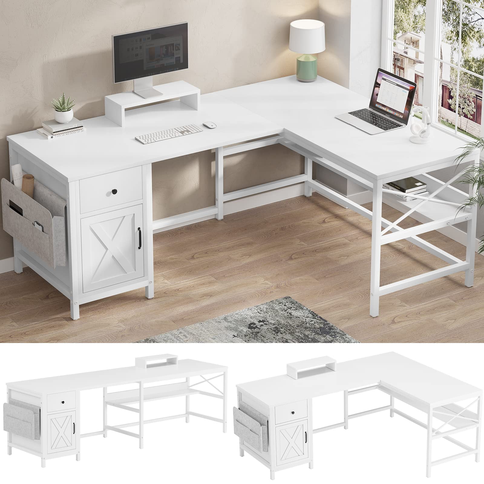 SEDETA L Shaped Computer Desk, Reversible Corner Home Office Desk or 2 ...