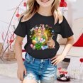 thumbnail image 2 of MIXUE Toddler Girls Tops & T-Shirts Easter Bunny Round Neck Short Sleeve Casual Solid Color Tops Pullover Tee Shirts Streetwear,Black,3-4 Years, 2 of 4
