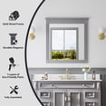 thumbnail image 5 of ANGELES HOME 33" x 32" Wall-Mounted Vanity Mirror, Solid Wooden Framed Makeup Mirror, Bathroom Wall Mirror for Bedroom Living Room Entryway, Titainum Grey, 5 of 8
