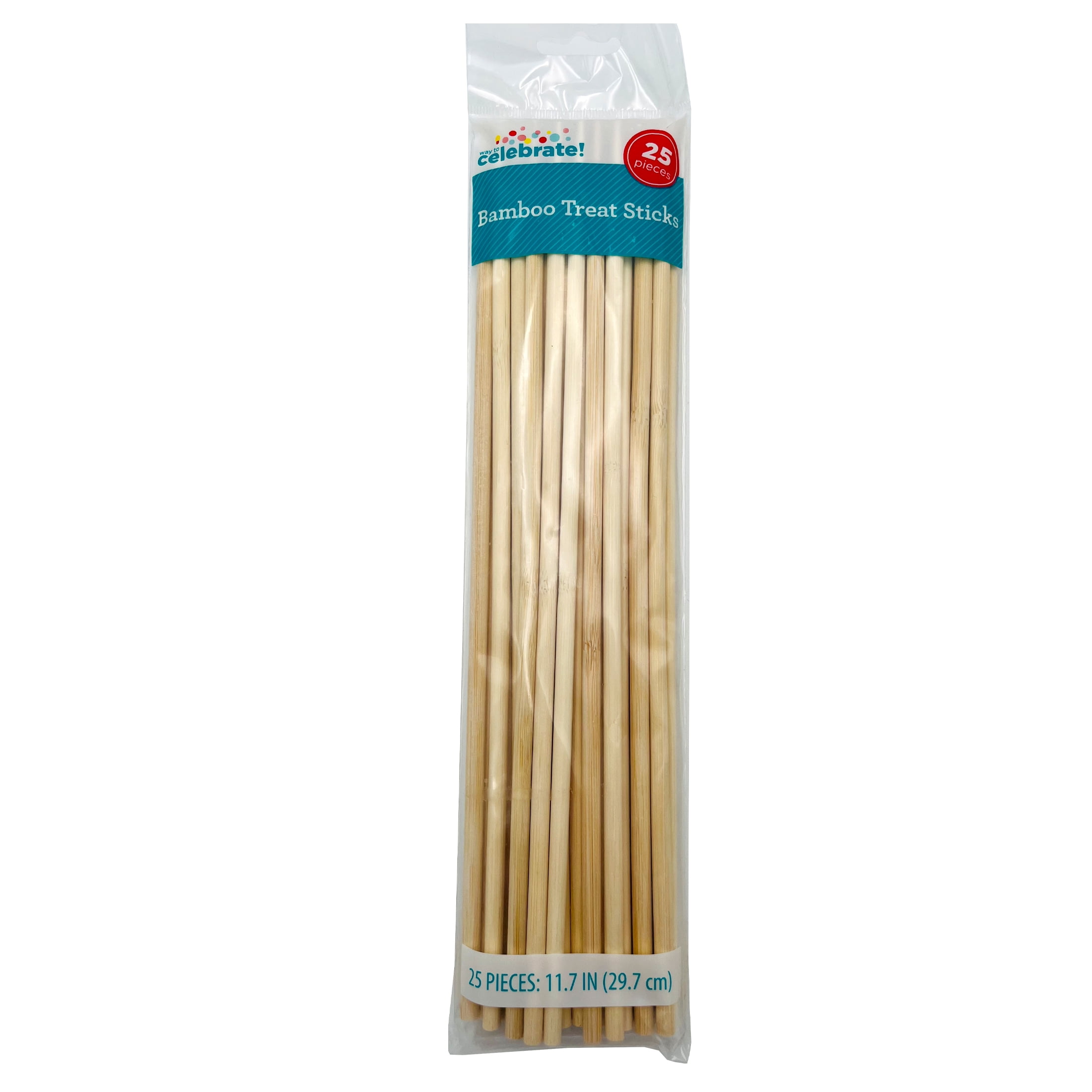 Way to Celebrate! 11.7 inch Bamboo Treat Stick, 25Count