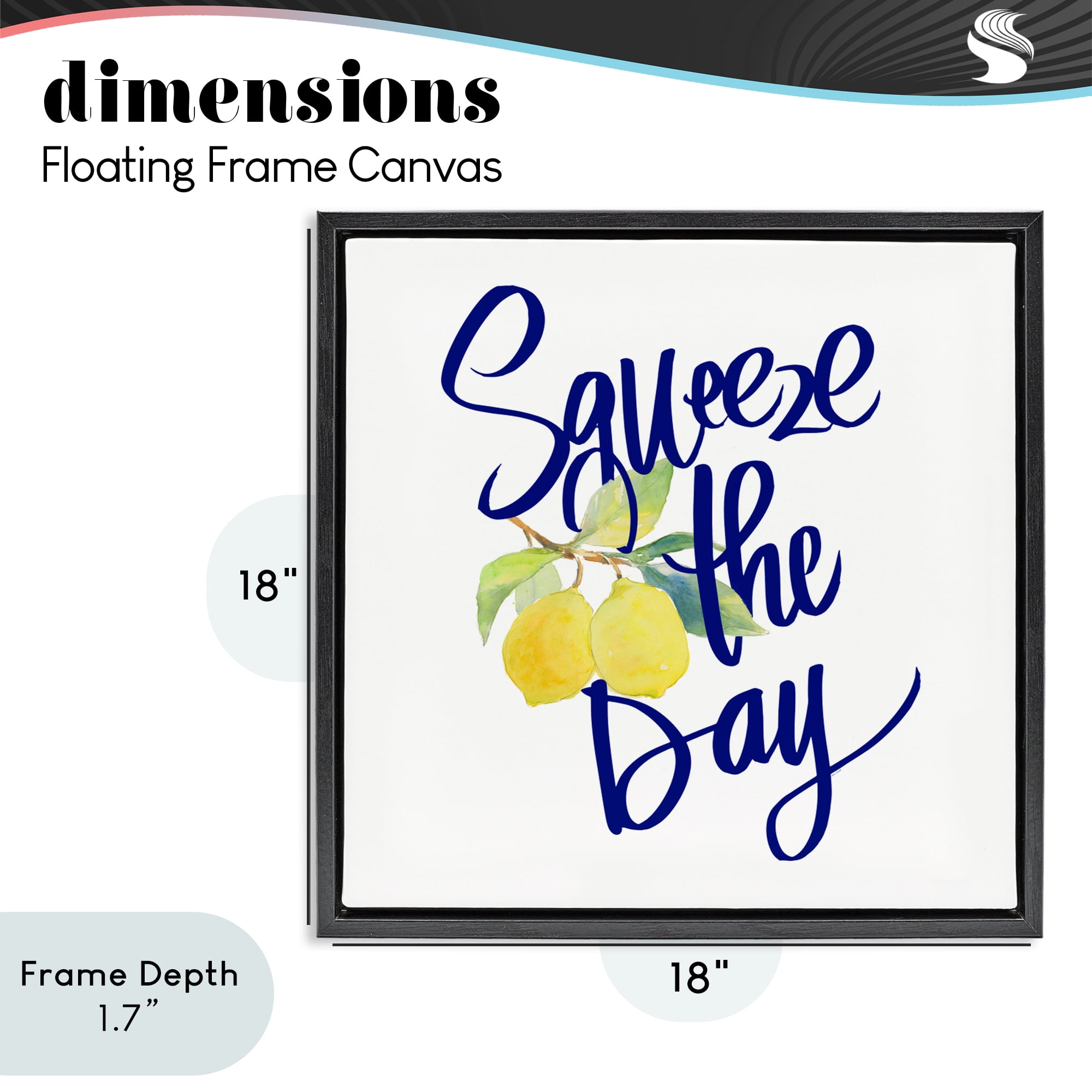 Stupell Industries Cursive Squeeze The Day Black Framed Floater Canvas Wall Art, design by Lanie Loreth