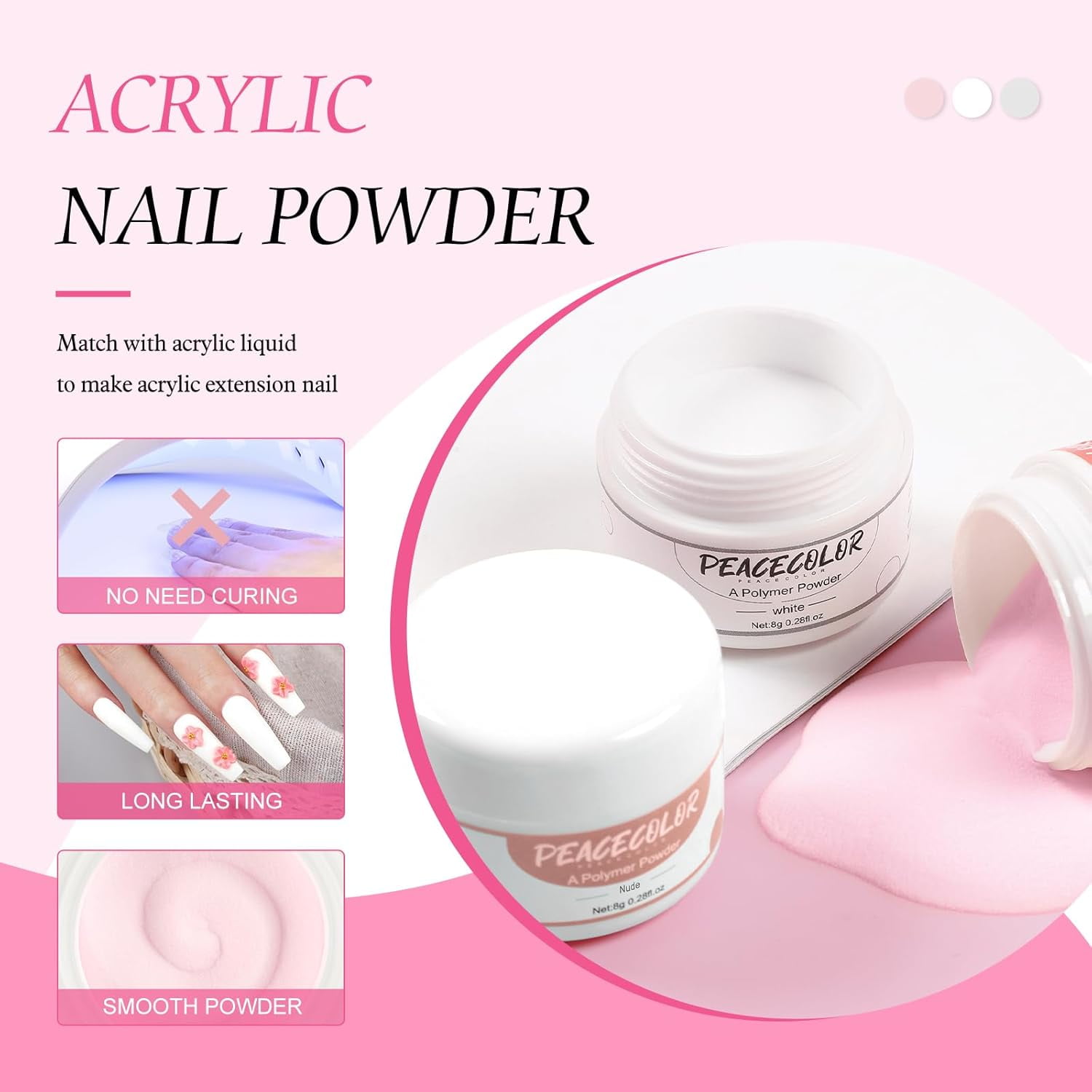 NeoMart - Acrylic Nail Kit with Drill and U V Light, Professional Nail Kit Acrylic Set for beginners with Everything 3PC Powder 24PC Glitter Fake Tips Decoration Nails Set DIY Home Salon