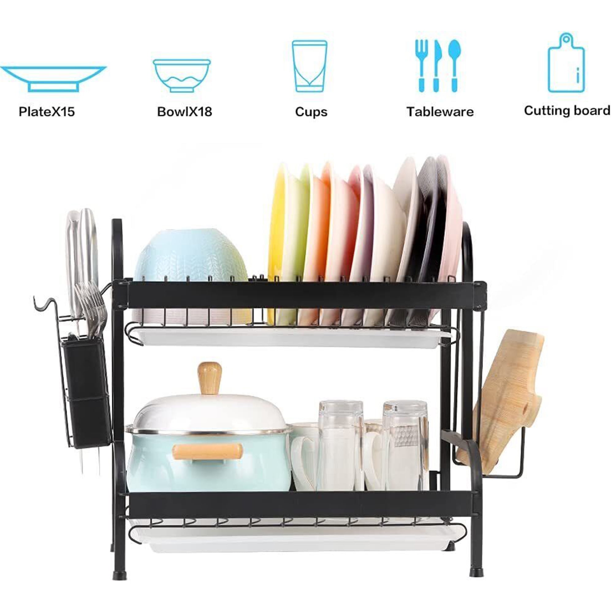  TQVAI Kitchen Dish Drainer Rack with Drying Board and