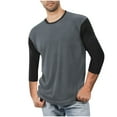 thumbnail image 2 of Bovxnpu Men Long Sleeve Shirts Mens Undershirts Pullover Tee, Men's 3/4 Sleeve Crew Neck Casual Pajama T-Shirt Athletic Casual Comfy Tops, 2 of 6