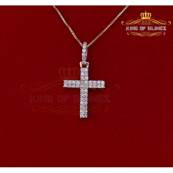 King of Bilngs 10K Real Gold Real Diamond 0.50ct Cross Charm Fashion Yellow Style Pendant