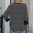 thumbnail image 4 of TKLPEHG 3/4 Length Sleeve Womens Tops Striped Round Neck Button Tunic Top Casual Three-quarter Sleeve Fashion T Shirts (Black,XXL), 4 of 7