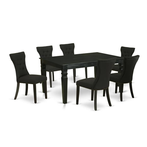 East West Furniture Dining Room Set Black, WEGA7-BLK-24