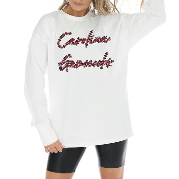 Women's Gameday Couture White South Carolina Gamecocks Midweight Oversized Long Sleeve T-Shirt