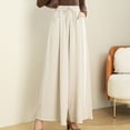 thumbnail image 2 of HAiming Women Plus Size Wide Leg Pants Drawstring Elastic High Waist Pants Cotton Linen Flowy Palazzo Pant with Pocket, 2 of 8