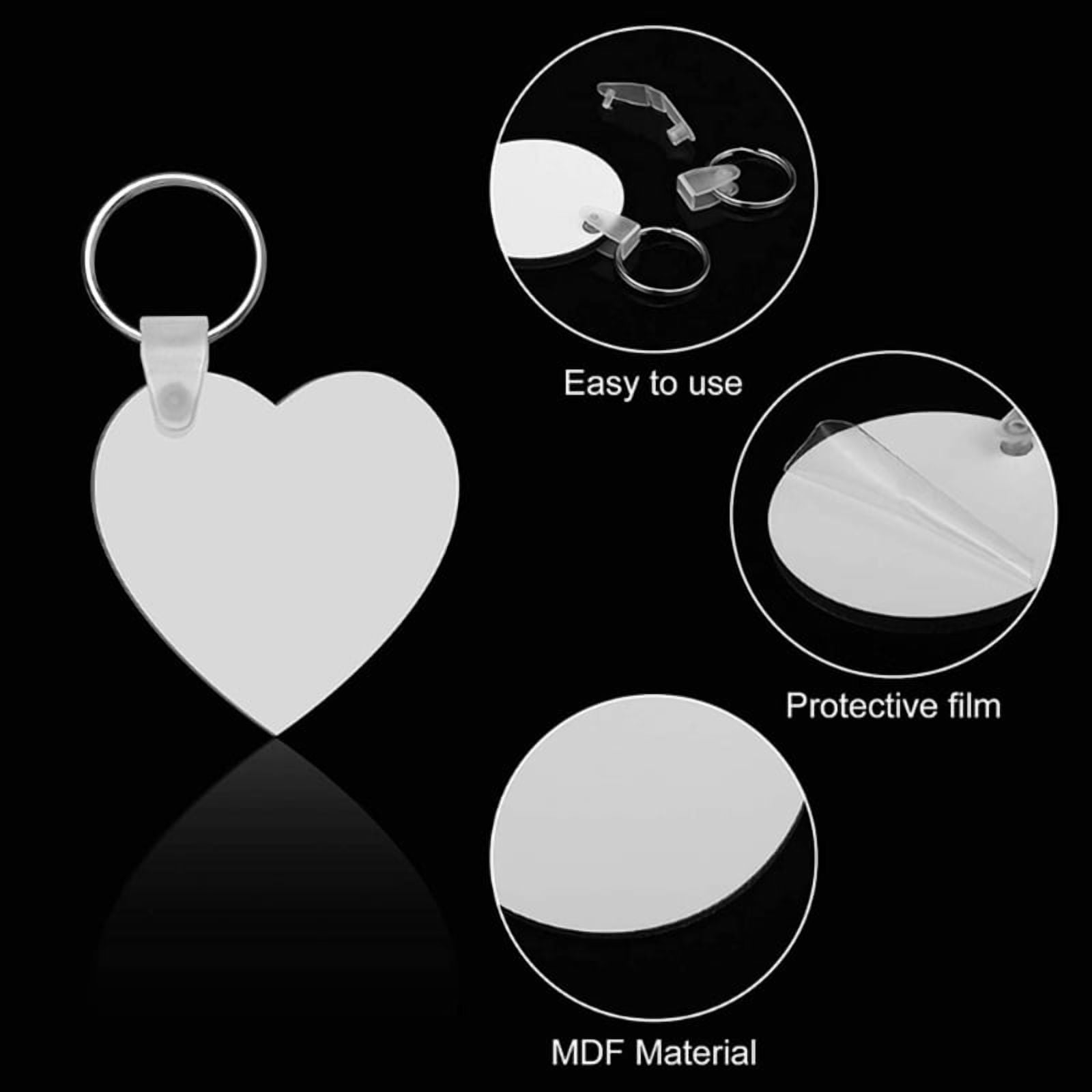MDF Blank Keychain with for Key Ring Double-Side Printed Heat Transfer Keychain for Christmas Valentine Graduation Prese