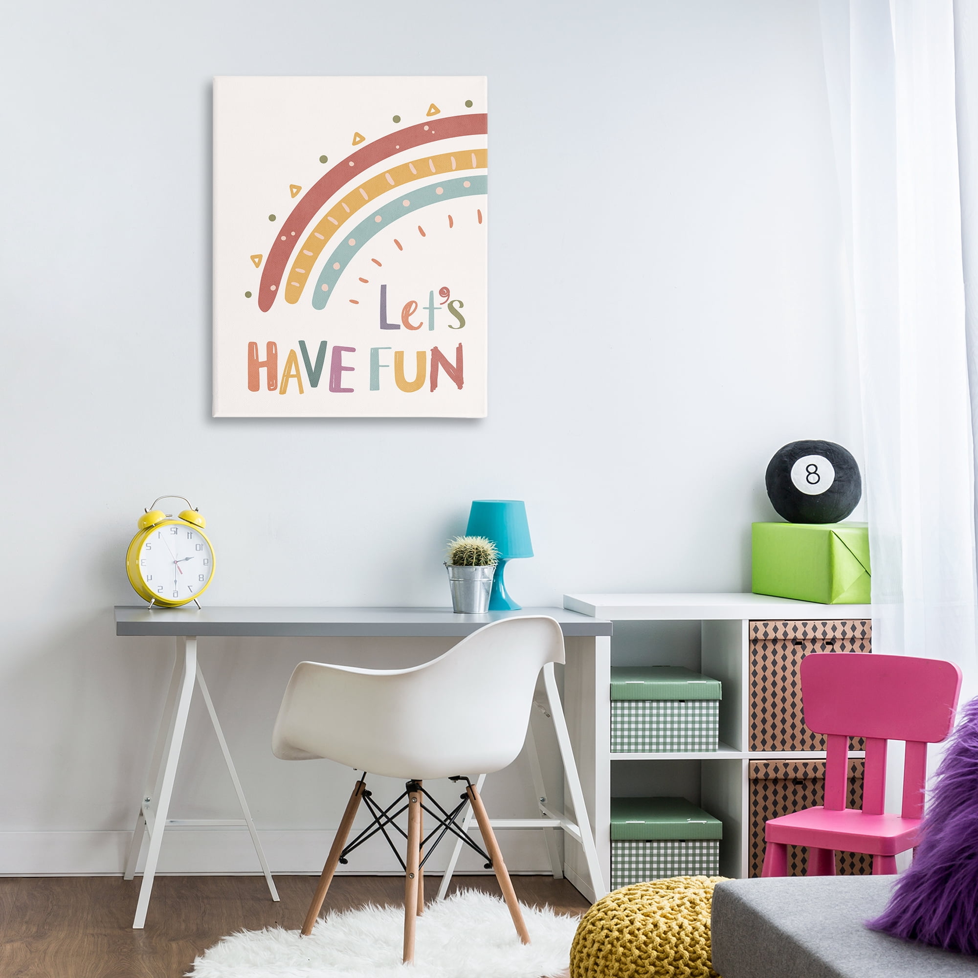 Stupell Industries Let's Have Fun Rainbow Text & Numbers Painting Wrapped Canvas Art Print Wall Art, 30 x 40