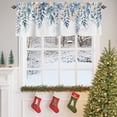 thumbnail image 4 of Winter Christmas Valances for Windows, 42 x 18in, Blue Floral Eucalyptus Leaves Rod Pocket Kitchen Valance Curtain Light Filtering Window Treatments for Living Room Bedroom, 1 Panel, 4 of 7